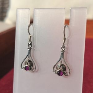 Sterling Silver Purple Dangle Earrings